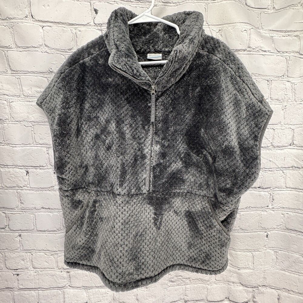 Columbia Vest Women's XL Gray Fire Side 1/2 Zip Sherpa Fleece Pullover Pocket
